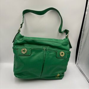 U. S. Polo Association Bright Green Faux Lesther Handbag/Shoulder Logo Smooth